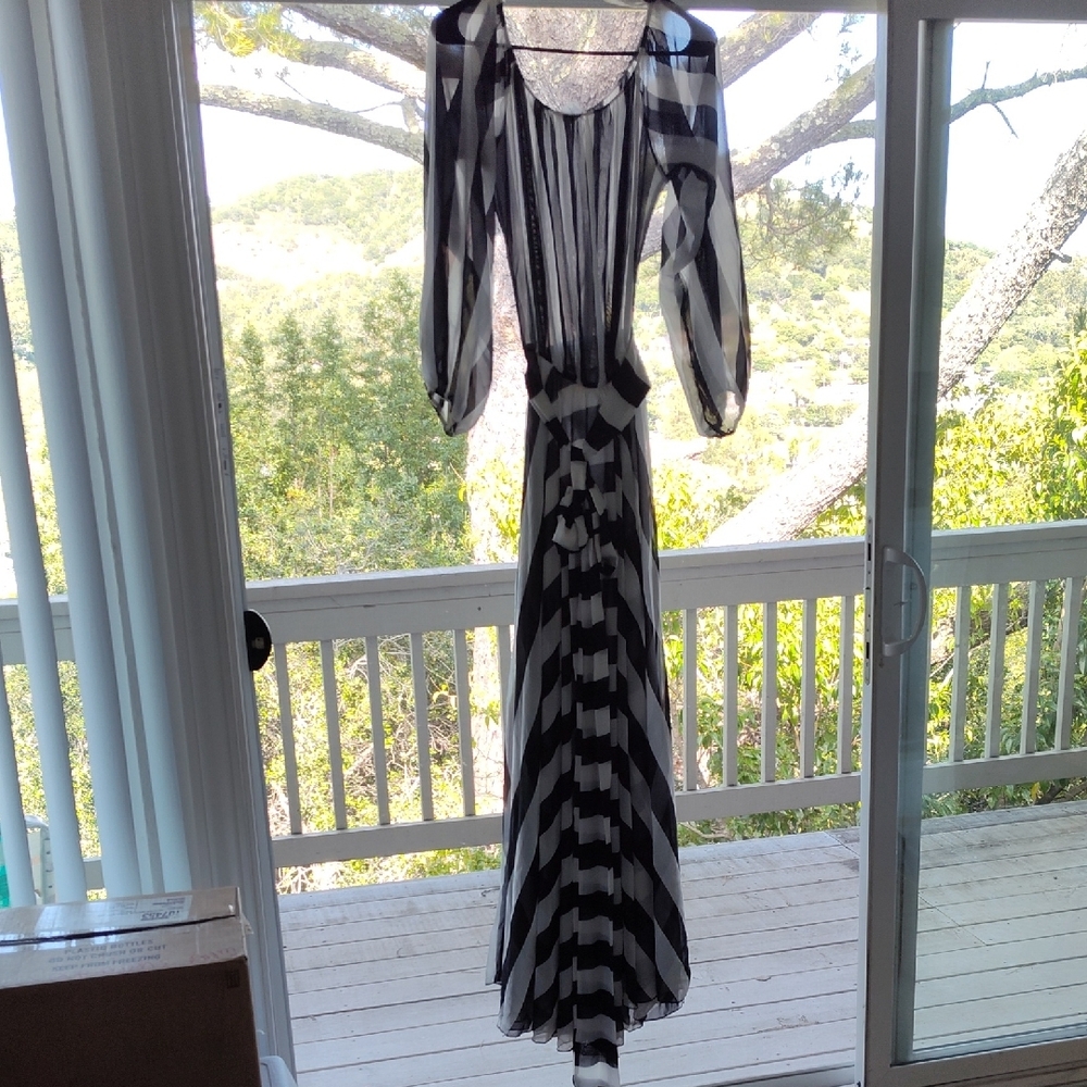 Elegant Black and White Striped Dress
